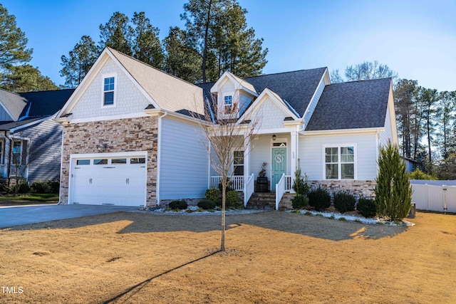 craftsman-style house with a garage