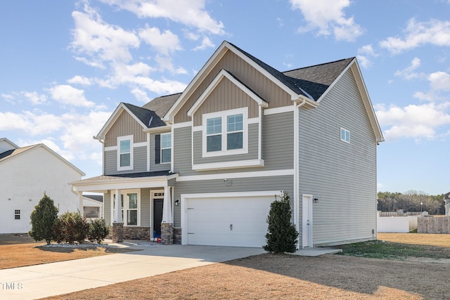 craftsman-style home with a garage