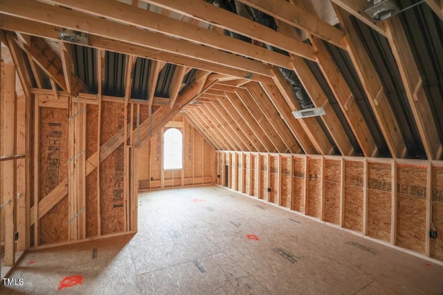 view of unfinished attic