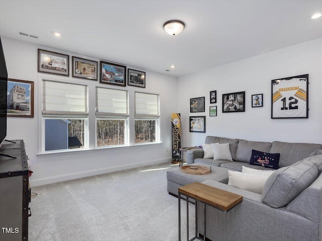 living room featuring carpet floors