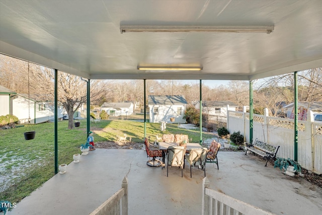 view of patio / terrace with a storage shed