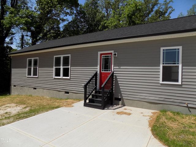 104 Halifax Rd, Louisburg, NC 27549 - manufactured / mobile home featuring entry steps, crawl space, and a patio
