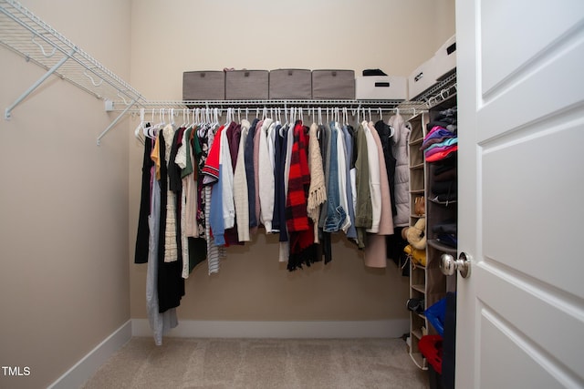 walk in closet featuring carpet