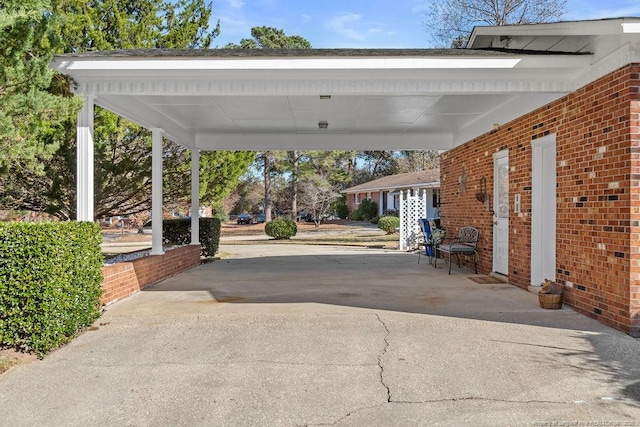 exterior space featuring a carport