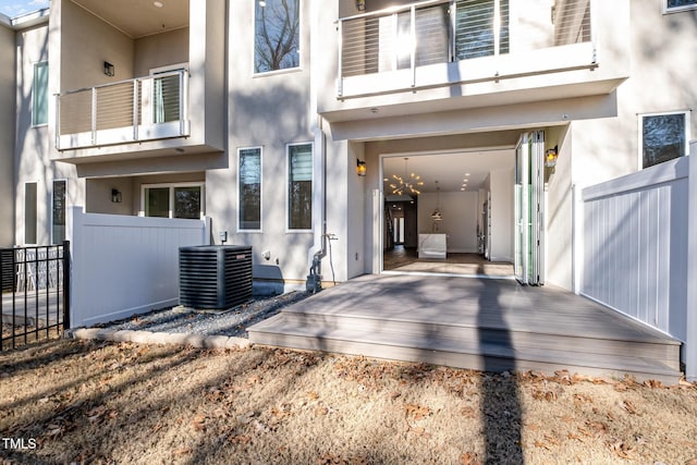 property entrance with central air condition unit