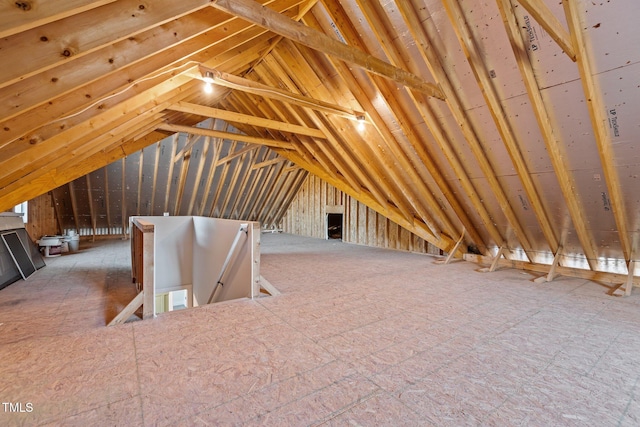 view of unfinished attic