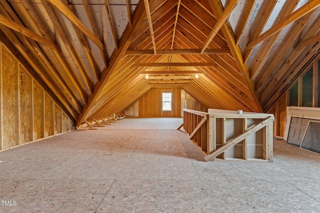 view of unfinished attic