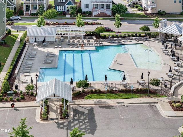 view of pool with a gazebo and a patio