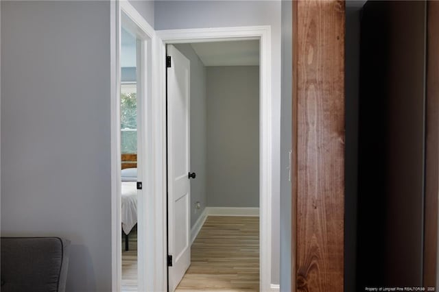 hall with light hardwood / wood-style flooring