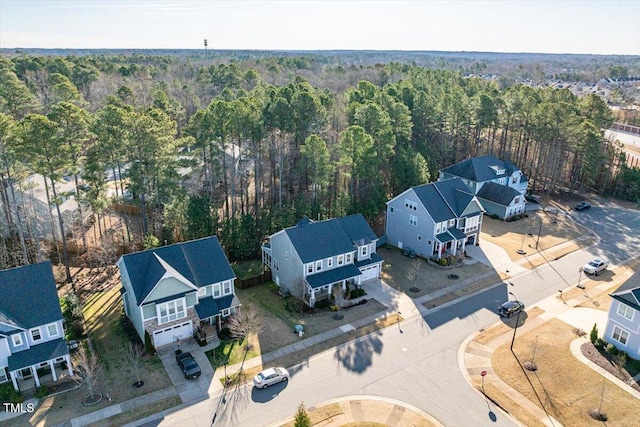 drone / aerial view with a forest view