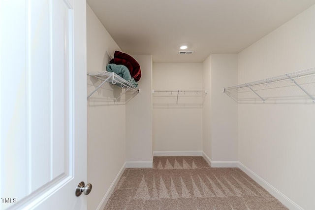 walk in closet featuring carpet