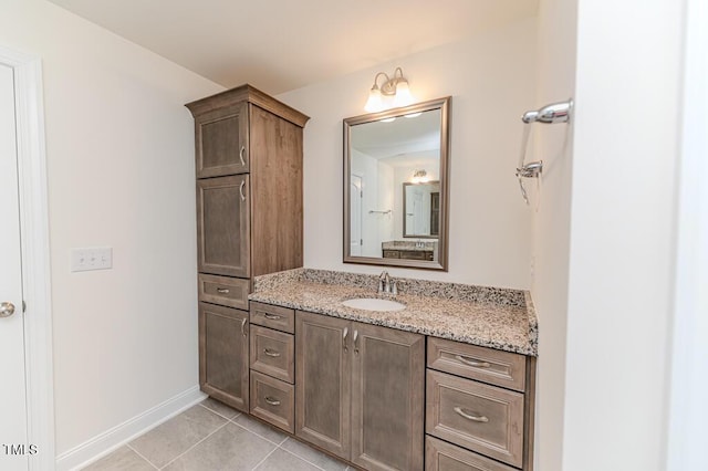 bathroom with vanity and tile patterned floors