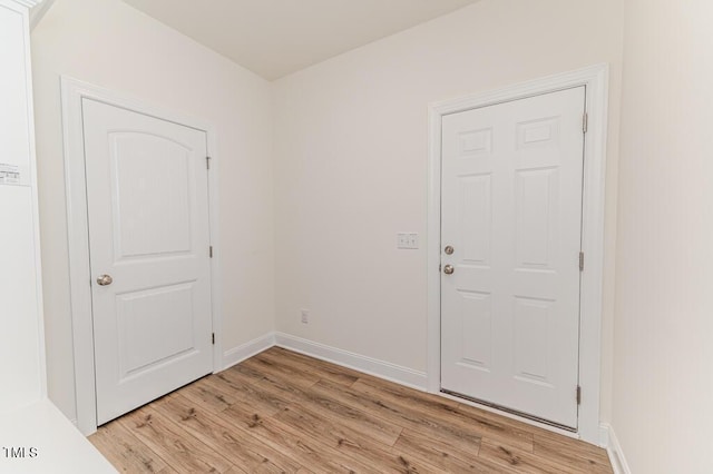 interior space with light hardwood / wood-style floors