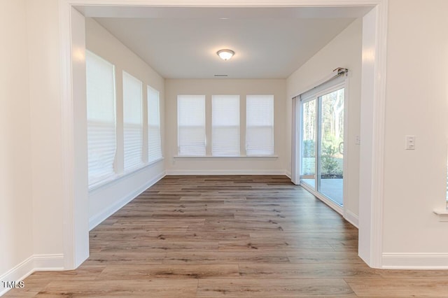 interior space with light hardwood / wood-style floors