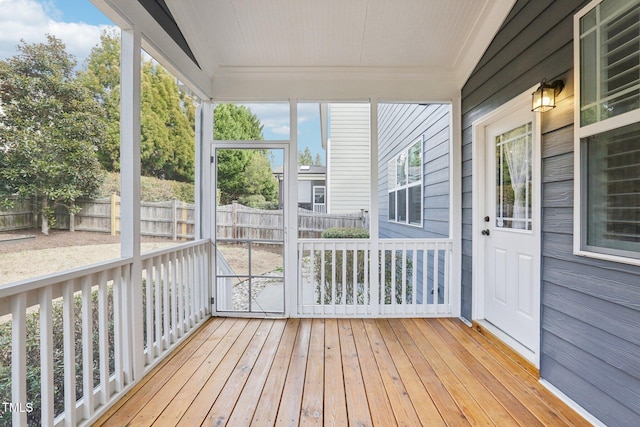 view of unfurnished sunroom