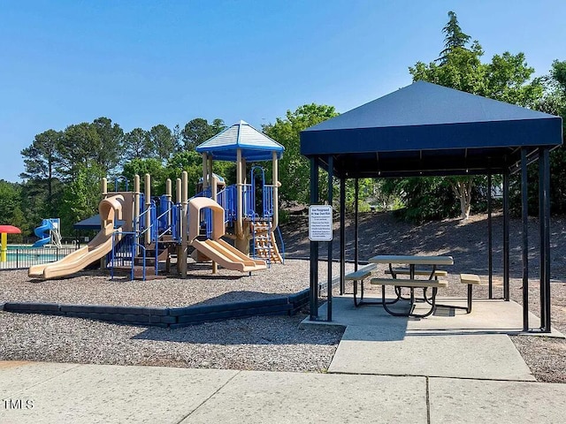 communal playground featuring a gazebo