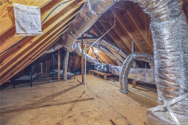 view of unfinished attic