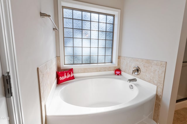 bathroom featuring a tub and plenty of natural light