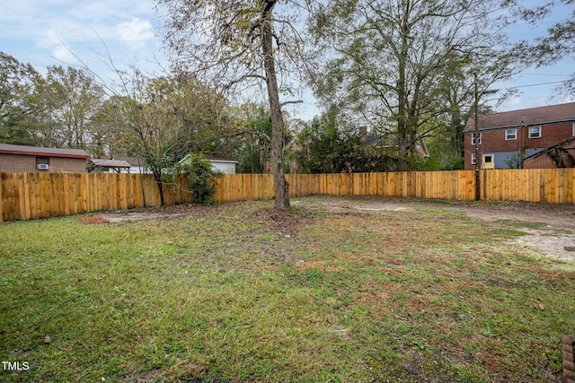 view of yard featuring a fenced backyard