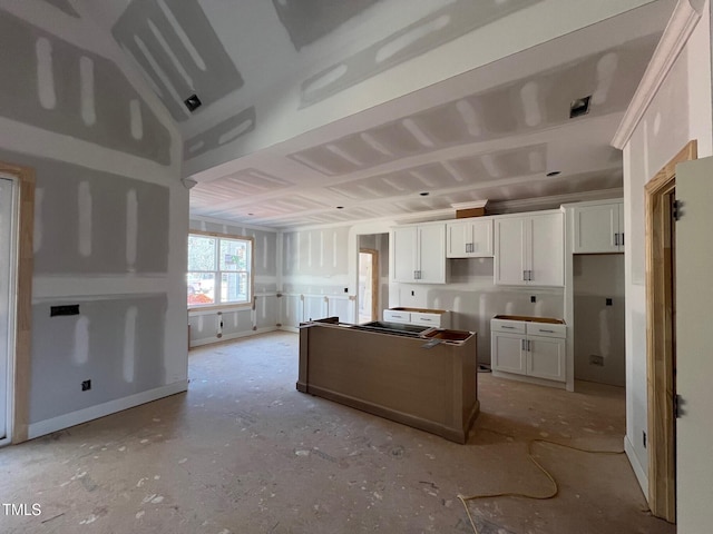 kitchen with white cabinets