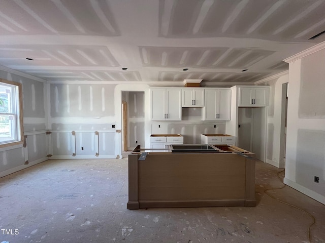 kitchen with white cabinets