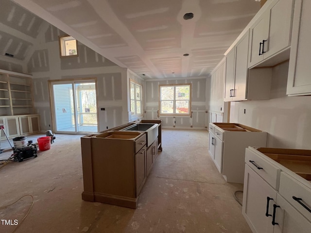 kitchen with sink, a healthy amount of sunlight, and white cabinetry