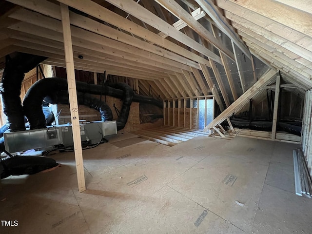 view of unfinished attic