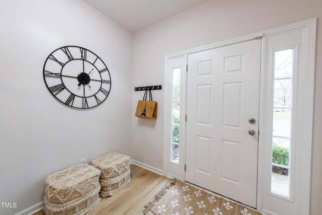 entrance foyer with light hardwood / wood-style flooring