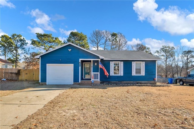 ranch-style home with a garage