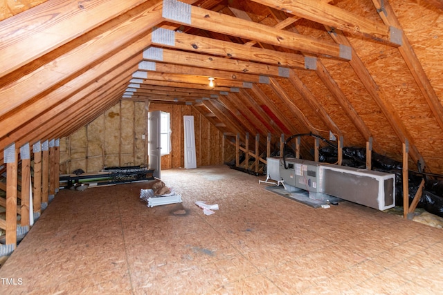 view of unfinished attic