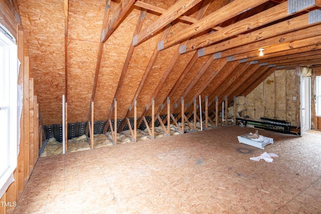 view of unfinished attic