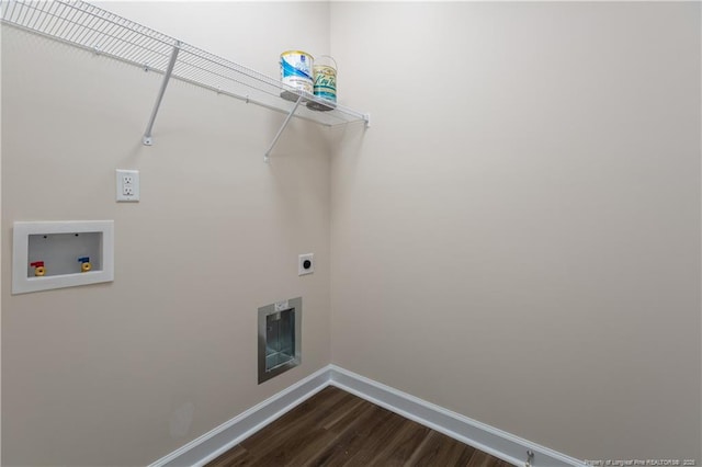 laundry area featuring washer hookup, dark wood-type flooring, and hookup for an electric dryer