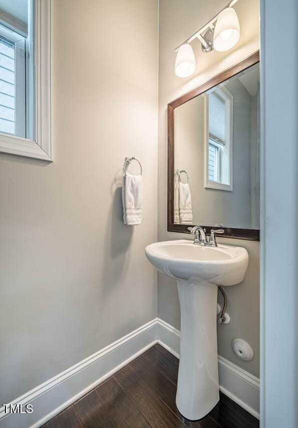 bathroom featuring wood-type flooring