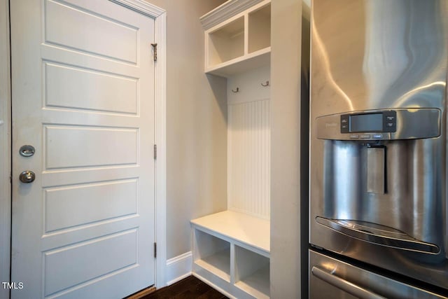 mudroom with dark hardwood / wood-style flooring