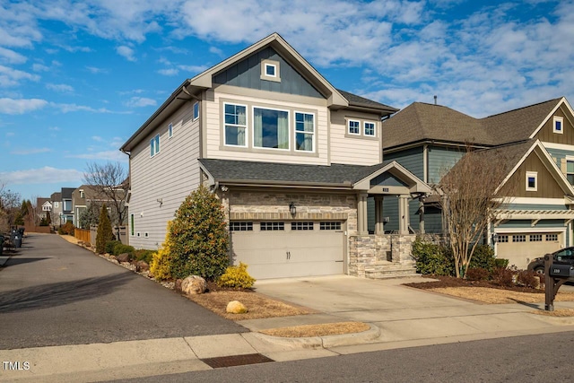 craftsman inspired home featuring a garage