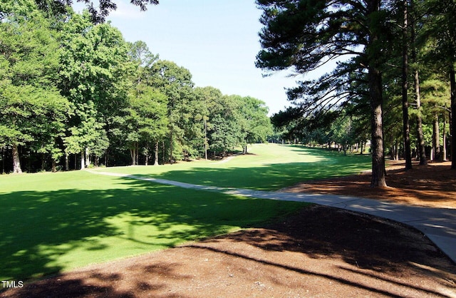 view of property's community featuring a lawn