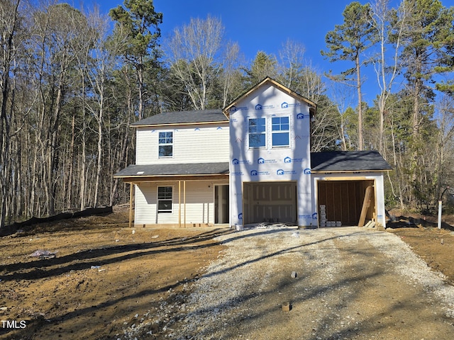 view of front of house with a garage