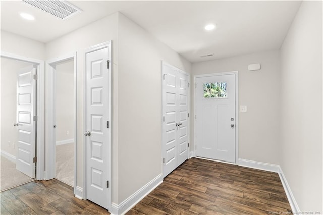 entrance foyer with dark wood-type flooring