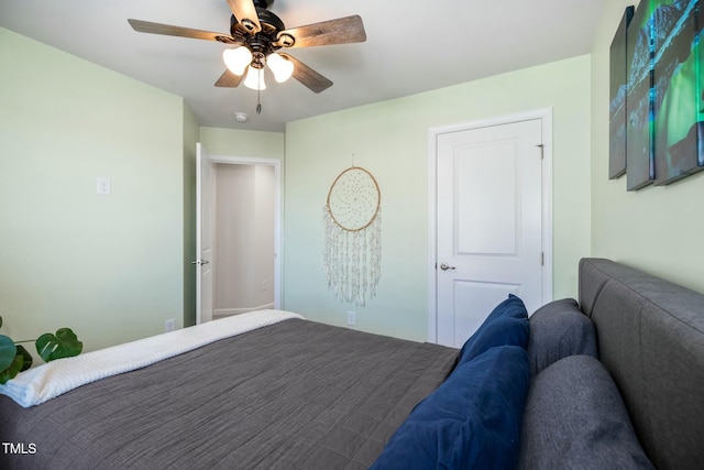 bedroom featuring ceiling fan