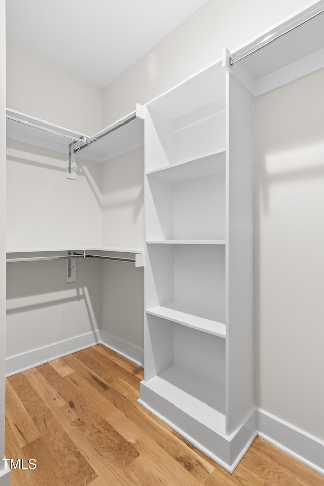 spacious closet with hardwood / wood-style floors