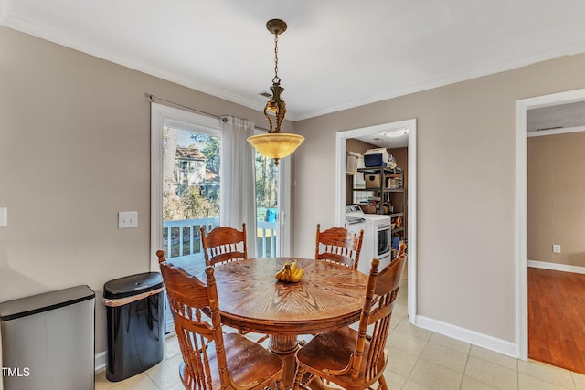 dining area featuring ornamental molding