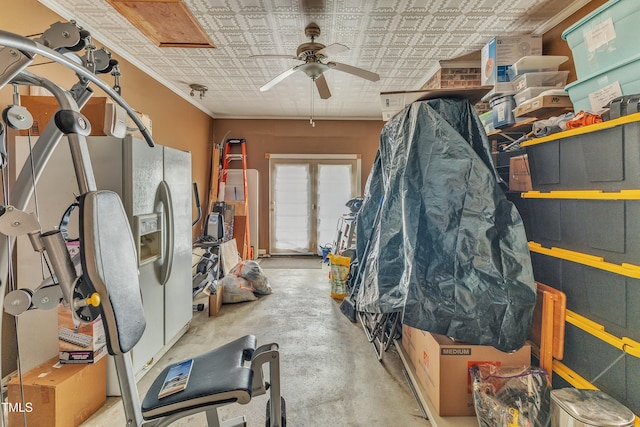 miscellaneous room featuring ceiling fan