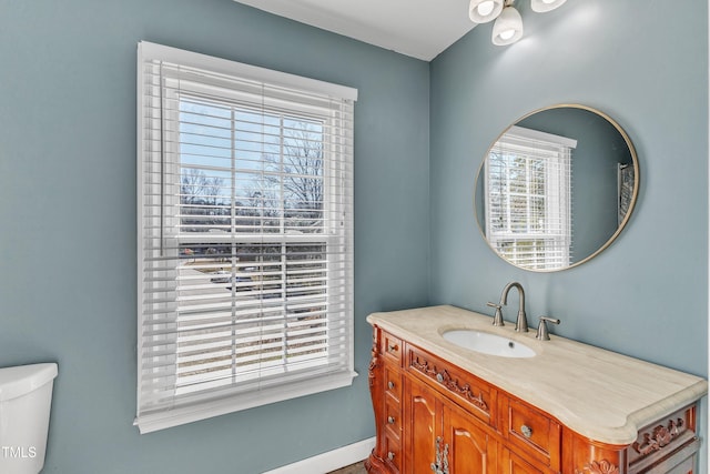 bathroom with toilet and vanity