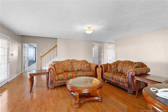 living room with light hardwood / wood-style flooring