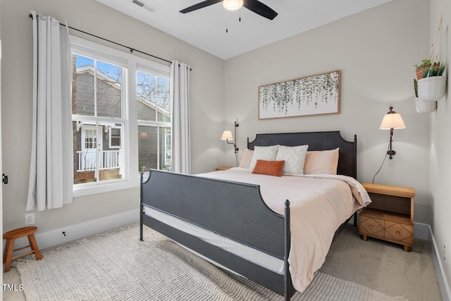 bedroom with carpet and ceiling fan