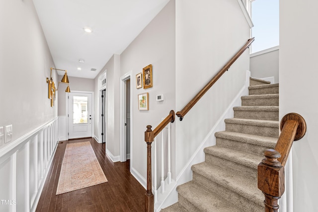 foyer with dark wood-type flooring