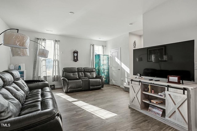 living room with wood-type flooring