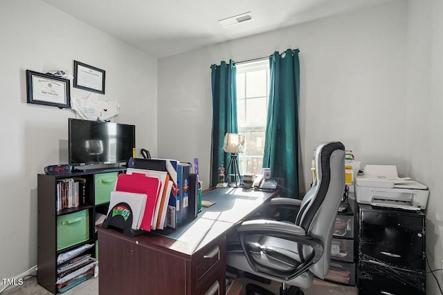 home office featuring carpet floors