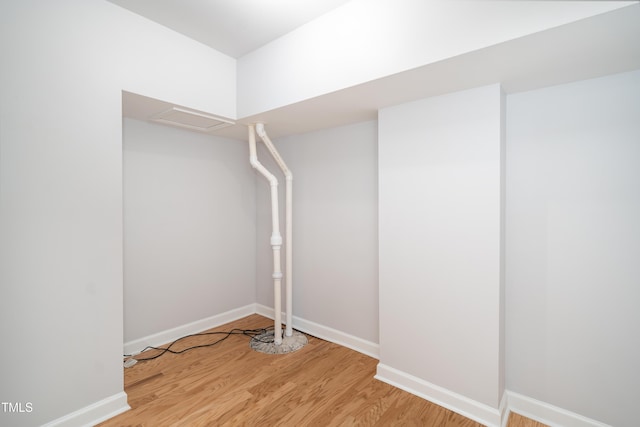 walk in closet with light wood-type flooring