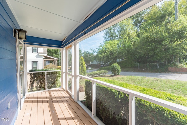 view of unfurnished sunroom